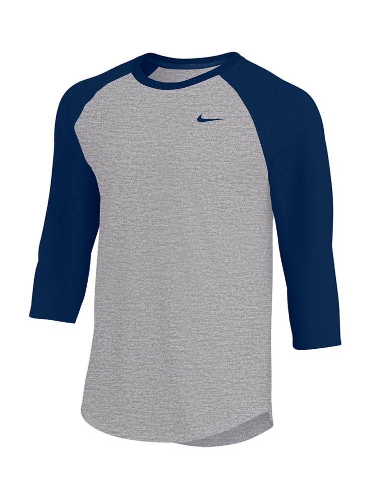 NEW! Size Small Nike Dri Fit Baseball Shirt Mens Blue Grey Raglan 3/4 Sleeve gallery