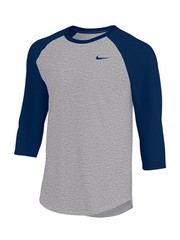NEW! Size Small Nike Dri Fit Baseball Shirt Mens Blue Grey Raglan 3/4 Sleeve