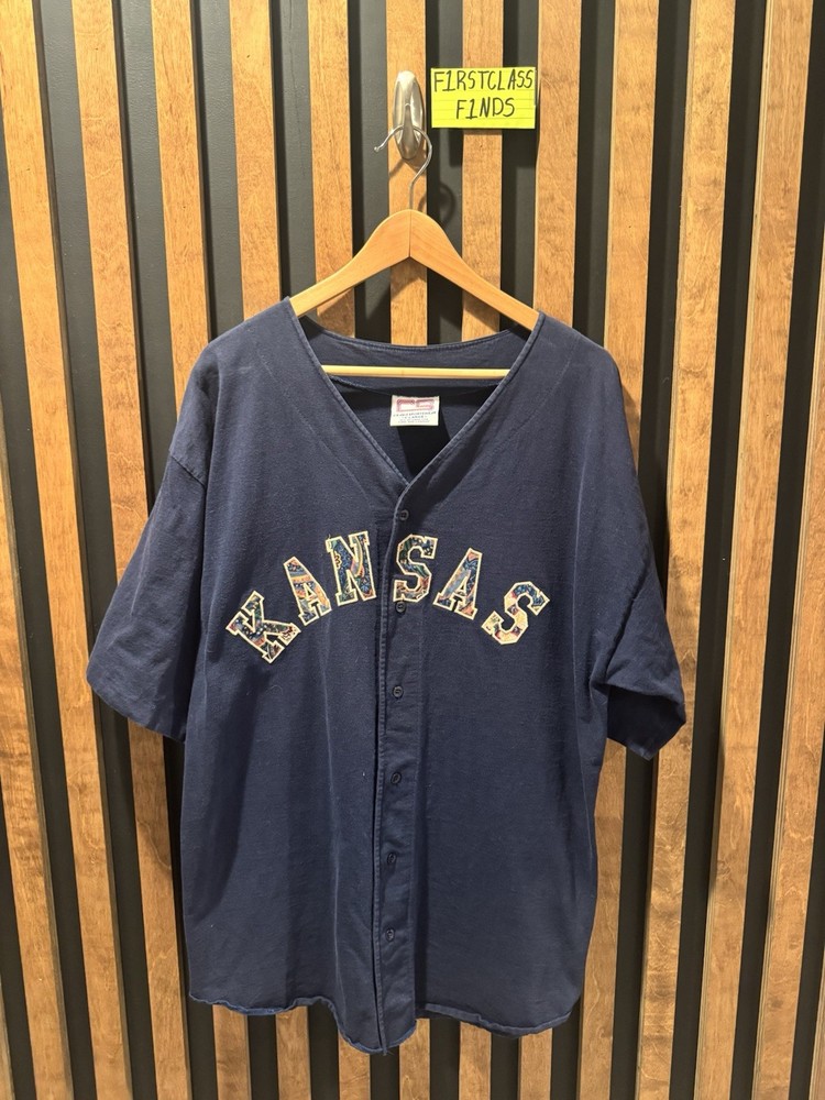 VINTAGE 90s Crable Sportswear Kansas Baseball Jersey Aztec Size XL