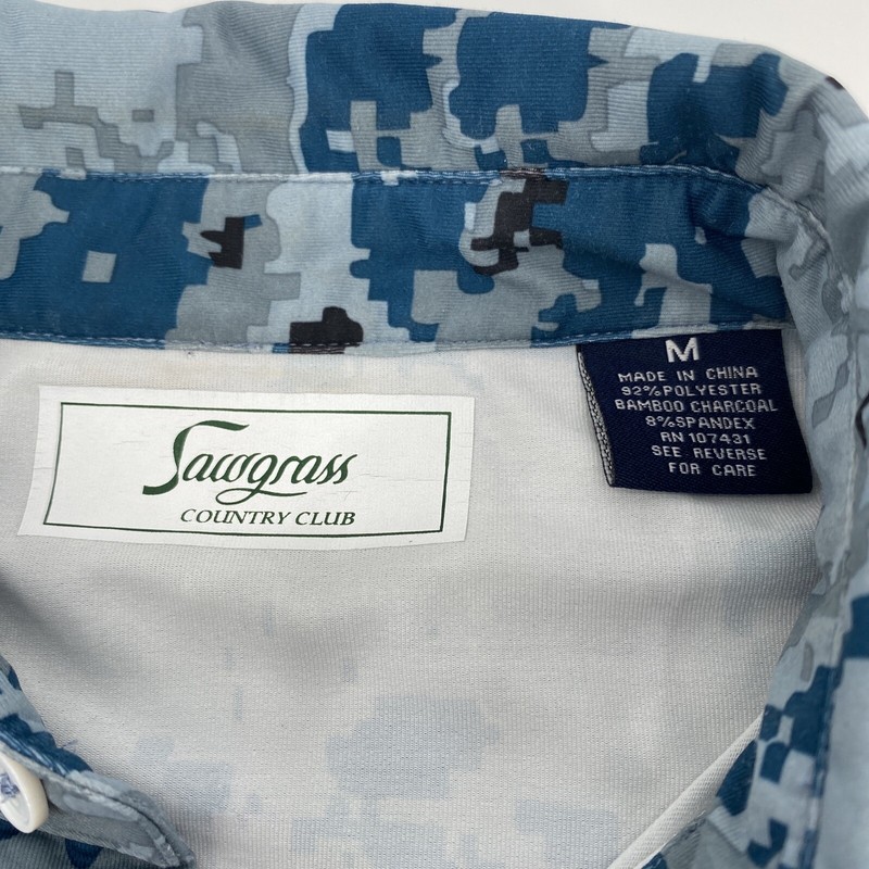 TPC Sawgrass Country Club Polo Shirt Mens Medium Golf Blue Digi Camo Sawgrass CC gallery