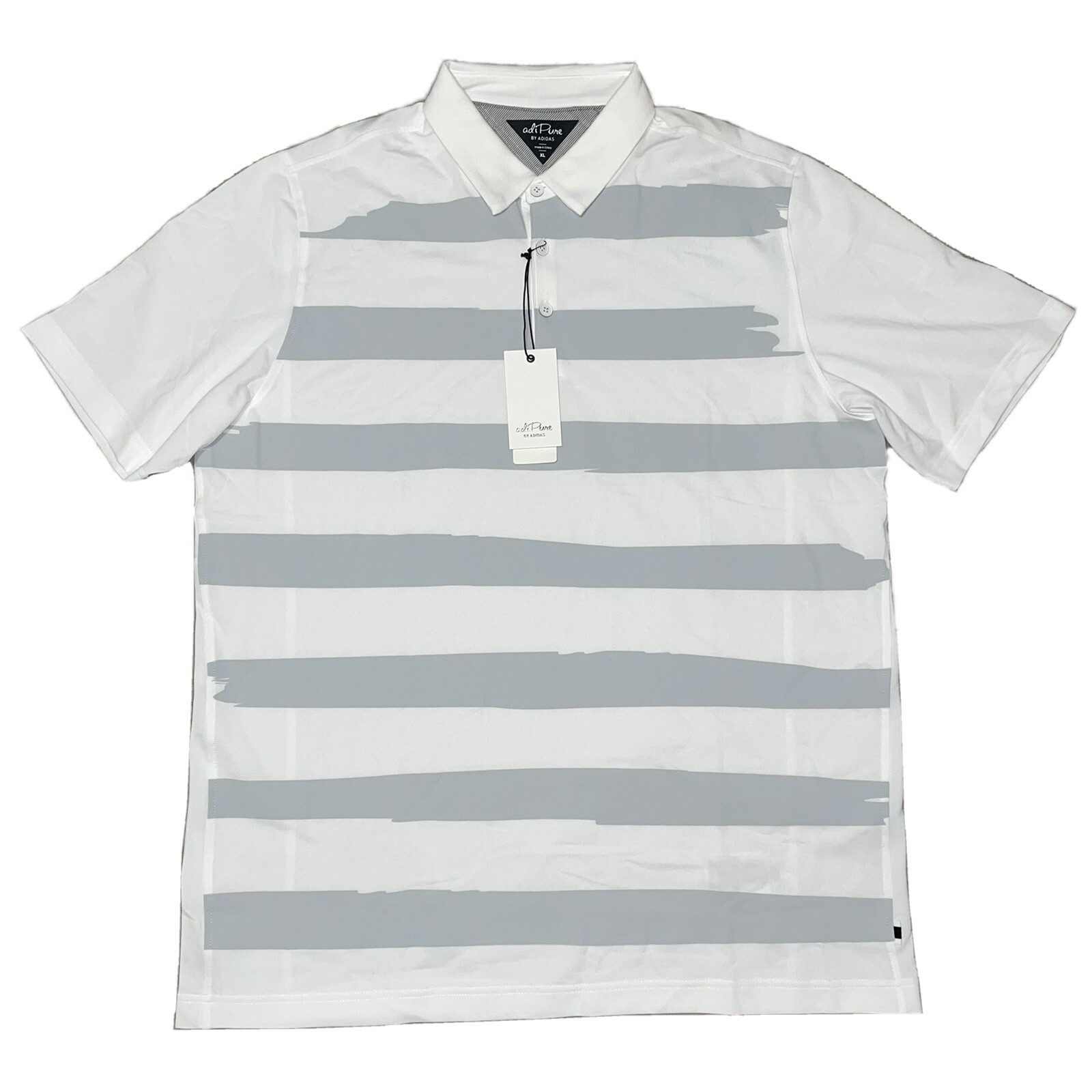 Adidas Mens Adipure Graphic Printed SS Polo XL Shirt White FL5547 NWT gallery