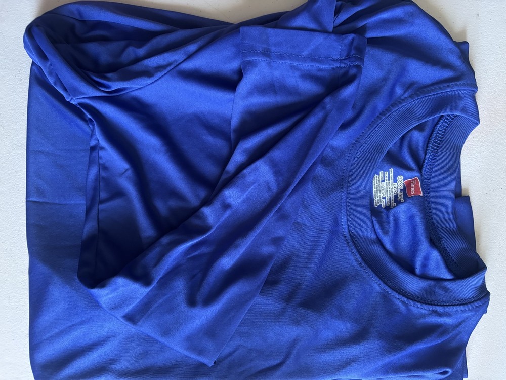 Hanes Cool DRI Men’s Long Sleeve Performance Shirt Blue Size L Moisture Wicking