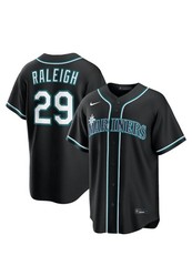 Nike Cal Raleigh Seattle Mariners Replica Black Out Jersey Size Medium