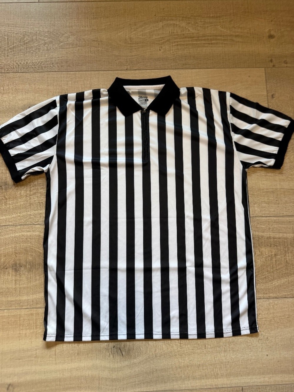 Murray Sporting Goods 1/4 Zip Referee Shirt Black White Stripe Pocket Adult XL gallery