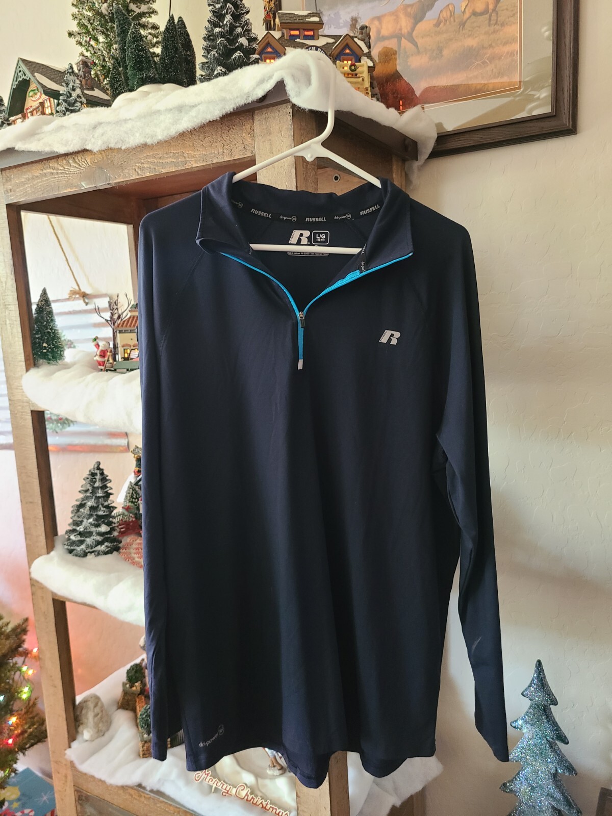 Russell Training Fit DriPower 360 Mens L Blue Long Sleeve 1/4 Zip Active Shirt gallery