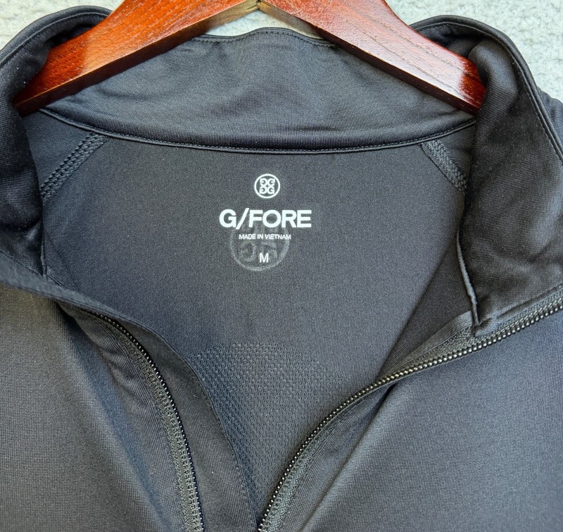 G/Fore 1/4 Zip Pullover Mens M Black Skull Bones Golf Performance Stretch Active gallery