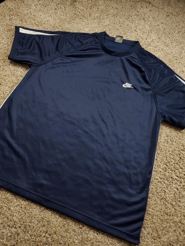 Vintage Nike Training Shirt Mens XL Blue Short Sleeve Swoosh Silky Dazzle Y2K gallery
