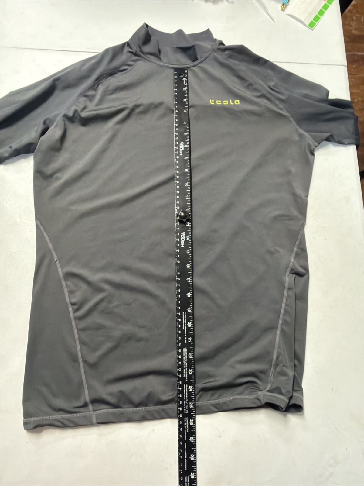 Tesla Shirt Mens Large Gray Long Sleeve Athletic Base Layer Spell Out Sleeve gallery