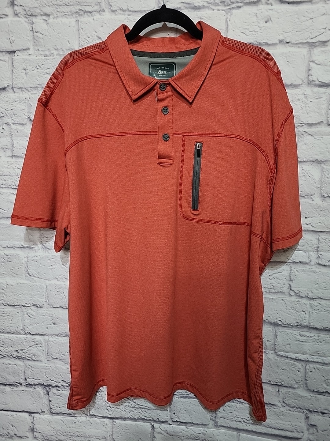 G.H. Bass Men's 2XL Polo Shirt Coral/Tangerine Golf Fishing Sports gallery