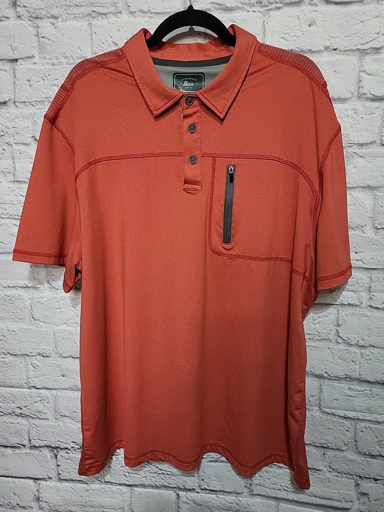 G.H. Bass Men's 2XL Polo Shirt Coral/Tangerine Golf Fishing Sports