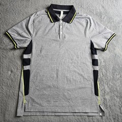 Lululemon Polo Shirt Mens Large Gray Black Yellow S/S Performance Athletica