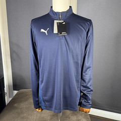 Men’s Puma Slim Fit TeamGoal Training Top 1/4 Zip Navy DryCell Size L NWT