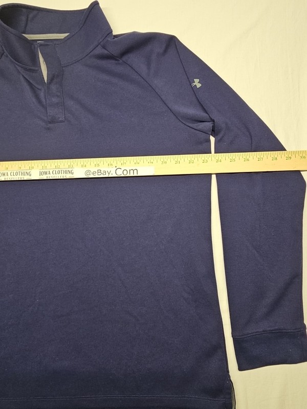 Under Armour Men's XL 1/4 Snap Button Mock Neck Loose Fit Long Sleeve Blue Shirt gallery