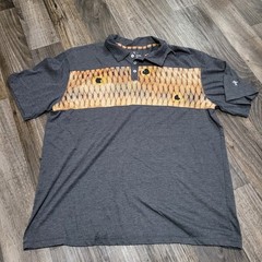 Aquaflauge Redfish Print Mens XL Fishing Scales Black Short Sleeve Polo