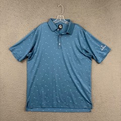 FootJoy Polo Shirt Mens Large Blue Fish Embroidered Logo Coto De Caza Golf Dad
