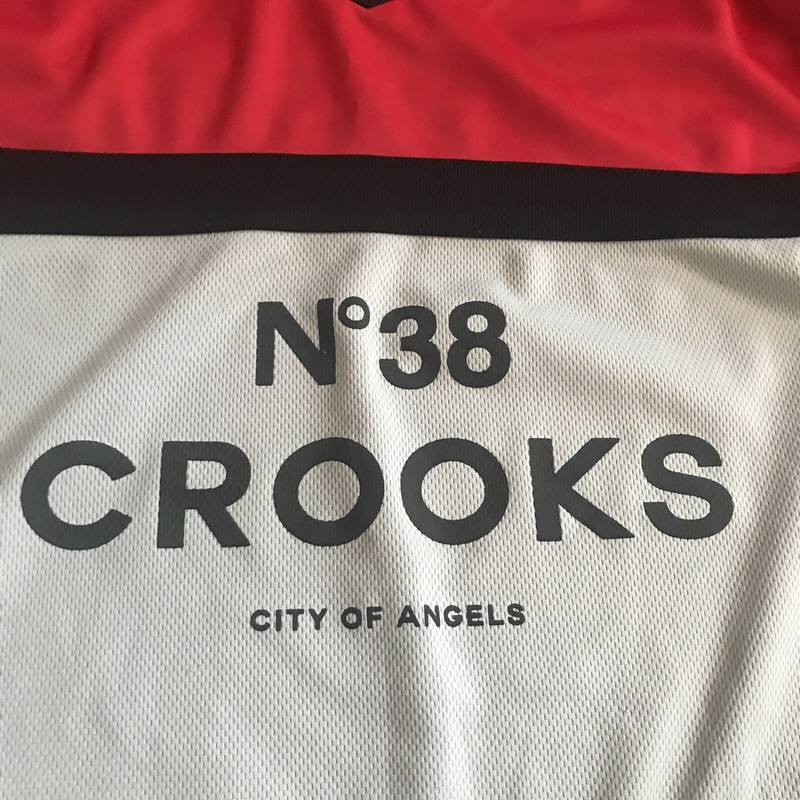 Crooks & Castles Hijacker N38 Hockey Jersey Men's Size Large Grey Red RARE EUC gallery