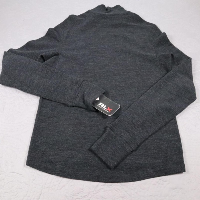 VTG RLX Ralph Lauren Wool 1/4 Zip Pullover Sweater Mens S Gray Golf Knit Padded gallery