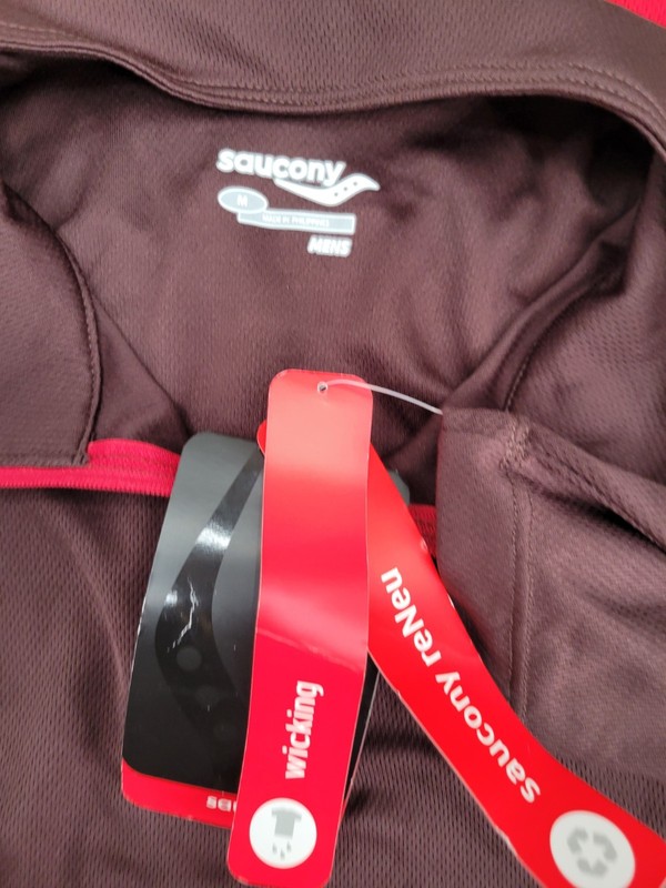 NWT Saucony EPIC 1/4 Zip Running Pullover Men's M Brown Red Performance gallery