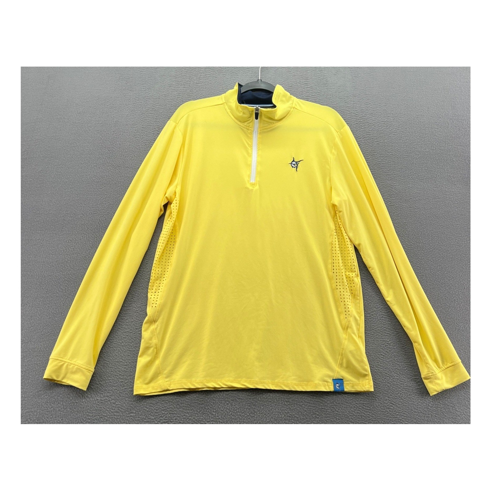 White Water Pullover Mens Quarter Zip Yellow Performance Marlin Logo Size L gallery