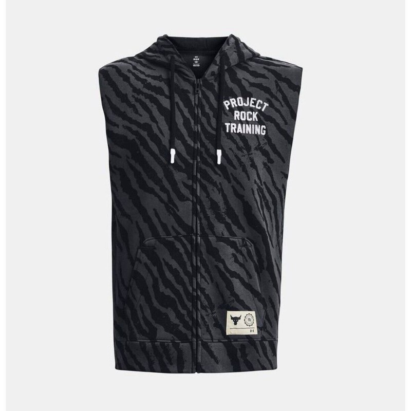 NEW Under Armour Project Rock Rival Fleece Sleeveless Hoodie Full-Zip Large gallery
