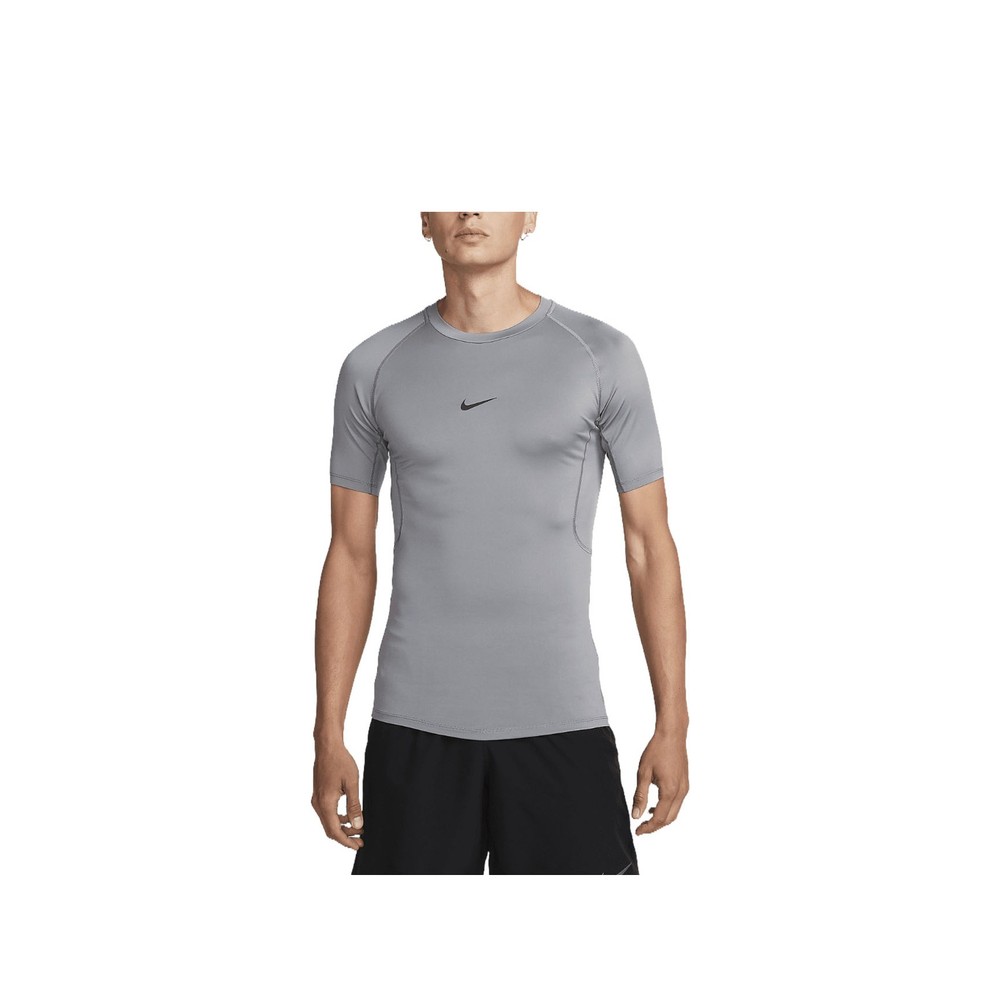 Men's Nike Pro DF TIGHT TOP Short Sleeve Shirts (SMOKE GREY/BLACK)