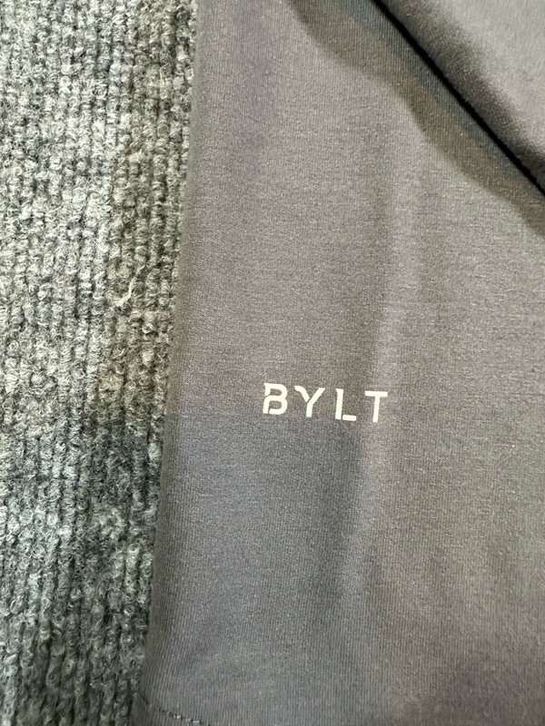 Bylt Premium Basics Men’s Large Grey Drop Cut Hooded Long Sleeve Shirt EUC gallery