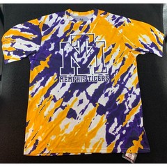 Badger Sport Memphis Tigers Tie Dye T Shirt Mens XL Purple Gold White Athletic