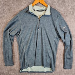 Nike Running Mens Dri-FIT Quarter Zip Pullover Heathered Teal Blue Green Large
