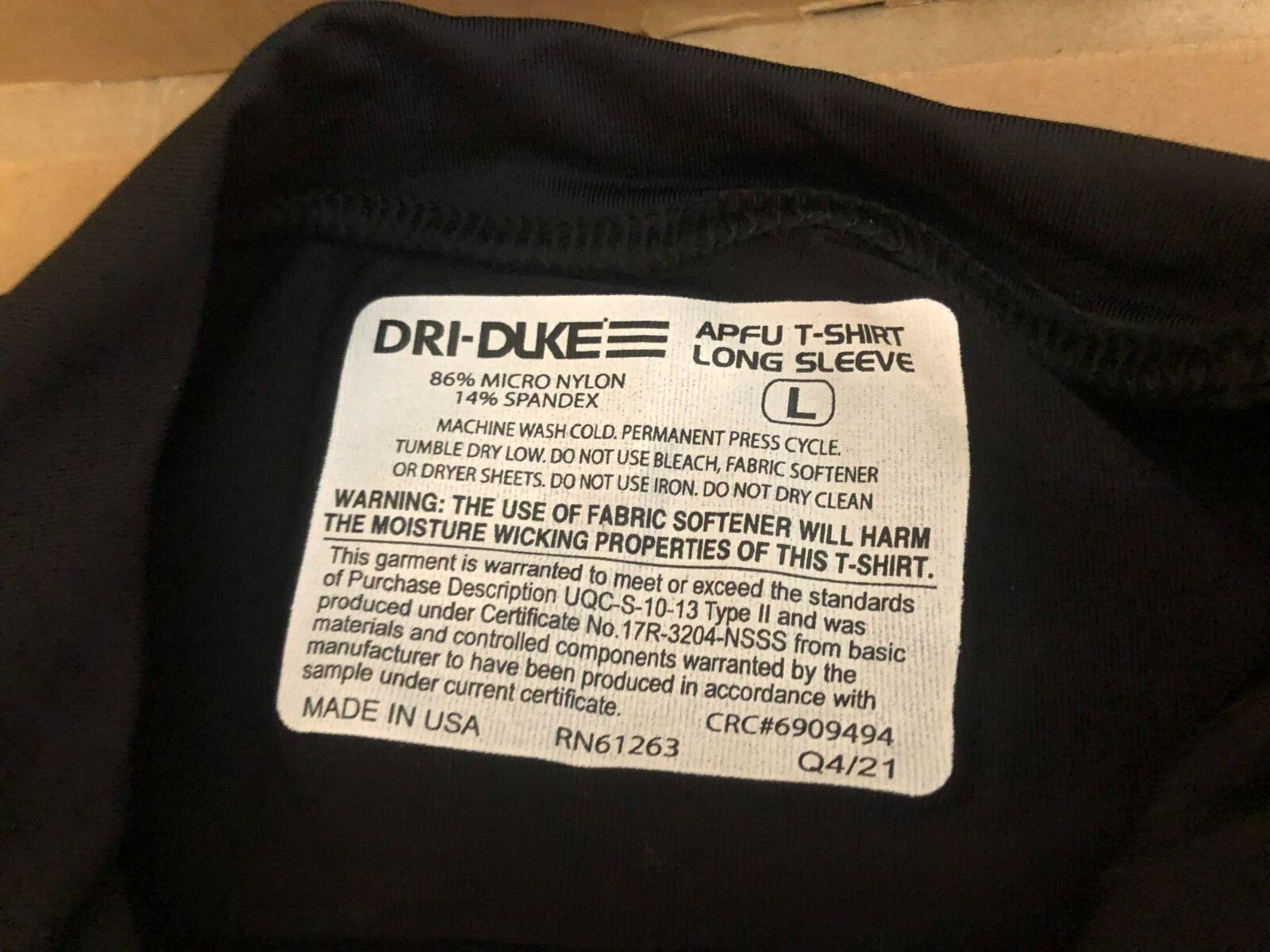 Dri-Duke Moisture Management Black Long Sleeved US Army Yellow Logo Shirt size L gallery