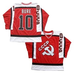 80’S Bure #10 Team Russia CCCP Hockey Jersey Sewn Red Custom Names