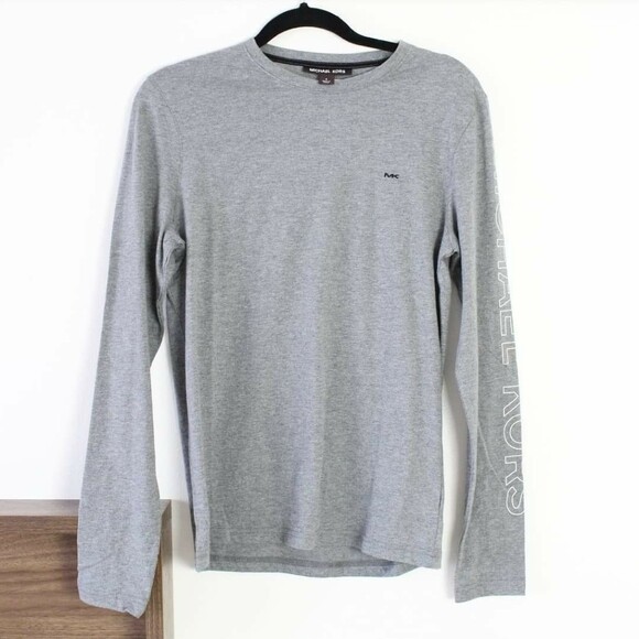 NWT Authentic Michael Kors Long Sleeve Ash Melange Gray Men Shirt Size Small gallery