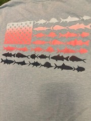 Columbia PFG Shirt Mens Large Blue USA Flag Fish Omni Shade Active