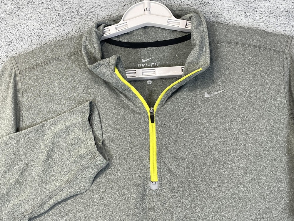 Nike Dri-FIT Element Pullover Mens Large Gray Half Zip Running Top Thumbholes