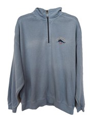 Tommy Bahama Relax Mens XL Blue Quarter Zip Shirt Pullover Mock Neck Ribbed