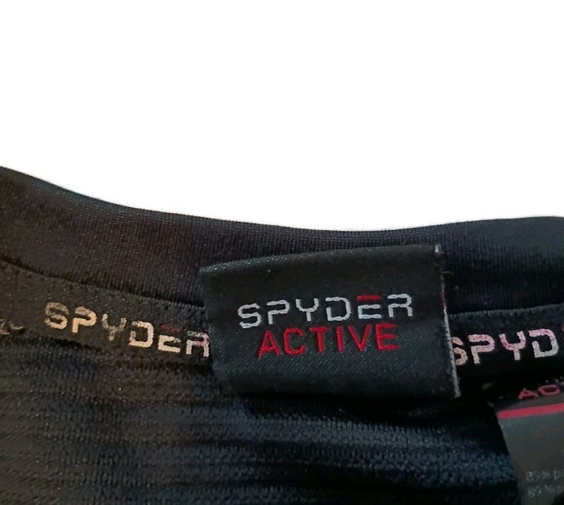 Spyder Active Pro Web Workout Preformance Large Gray Black Long Sleeve Shirt gallery