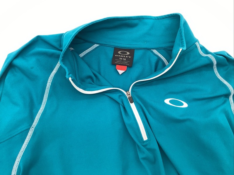 OAKLEY Teal Hydrolix 1/4 Zip Pullover Sz M Mens Long Sleeve Collared See Picture gallery
