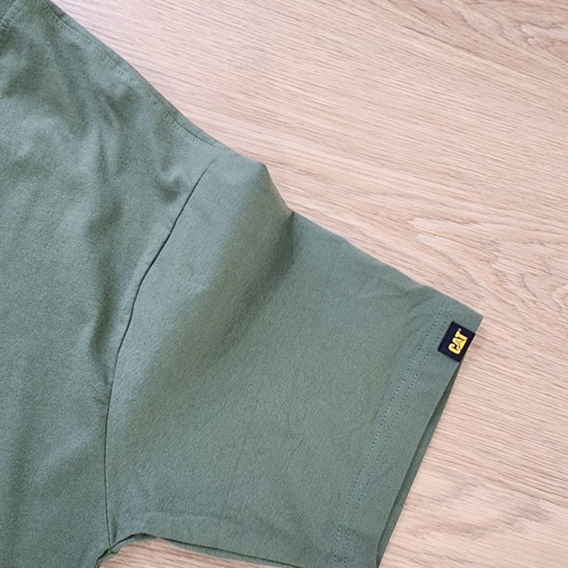 CAT Crew Neck Short Sleeve Workwear T-Shirt W/Logo Sz Large Olive Green gallery