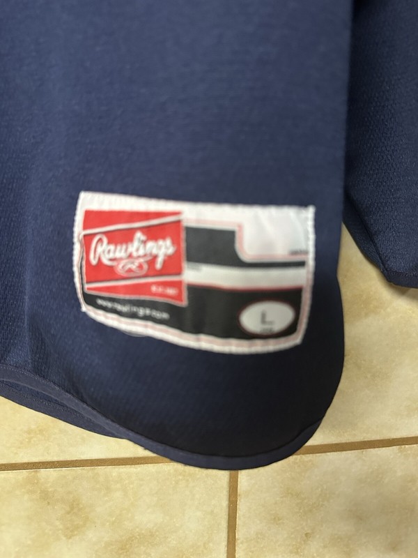 Rawlings Men’s Pullover Long Sleeve Jersey Shirt, Sports Outdoor Navy Red, Sz Lg gallery