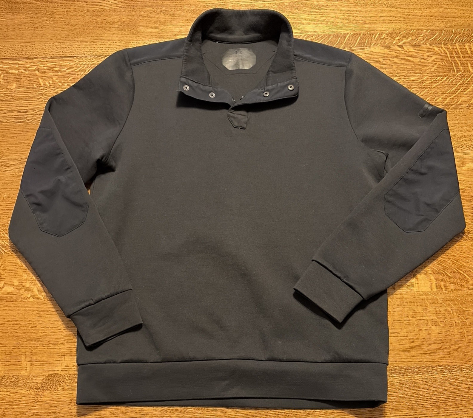 Men’s Under Armour Quarter Snap Pullover Elbow Patches Black Large gallery