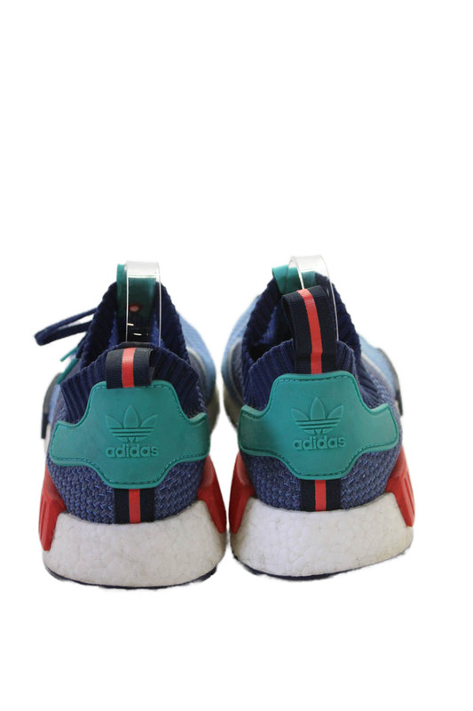 Adidas Mens Lace Up NMD R1 Primeknit Packer Sneakers Blue Teal Red Size 10 gallery