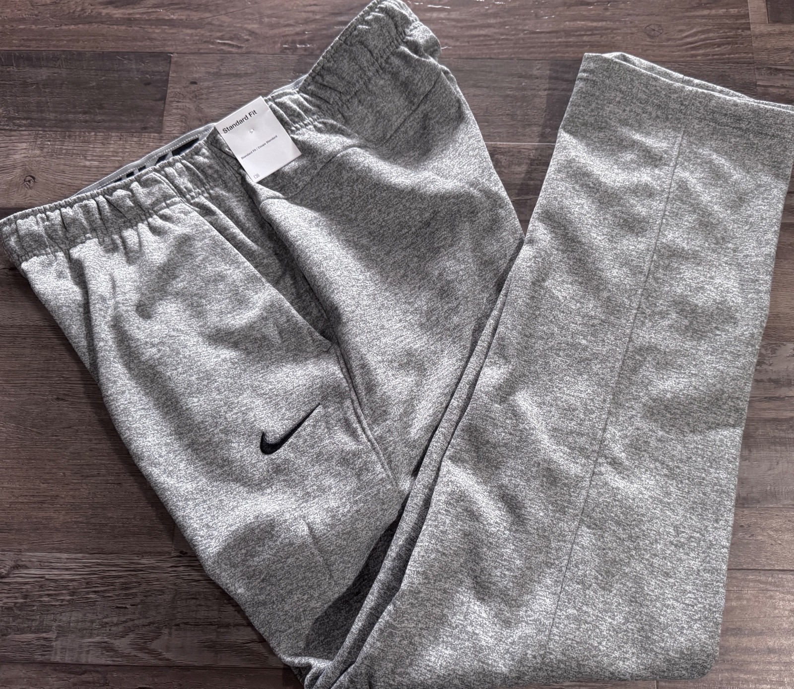 NWT Mens Nike L Heather Gray/Black Therma-Fit Comfort Waist Sweatpants Large gallery