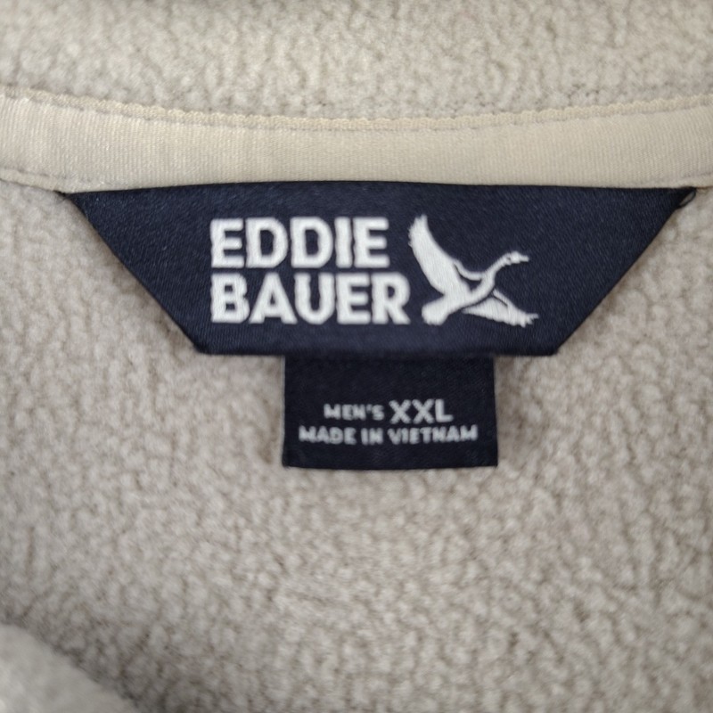 Eddie Bauer Men’s 2XL/XXL Beige Sherpa Fleece Pullover Snap Neck Sweater Jacket gallery