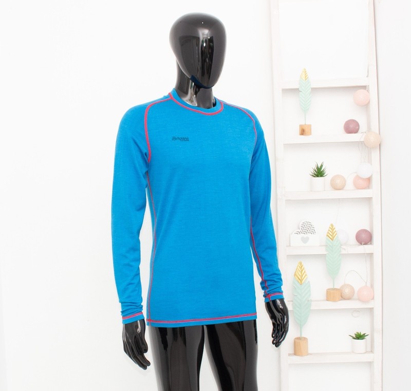 Bergans Merino Base Layer Top Men's Long Sleeve 70% Wool Thermo Blue Skiing L gallery