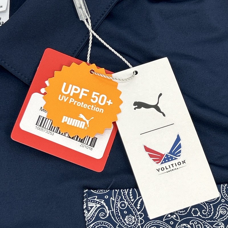 Puma Volition Shirt Men's XL Blue Polo UPF 50 USA Flag Oakley Country Club NEW gallery
