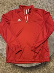 adidas AEROREADY Men’s Zip Mock Neck Pullover Long Sleeve Red M