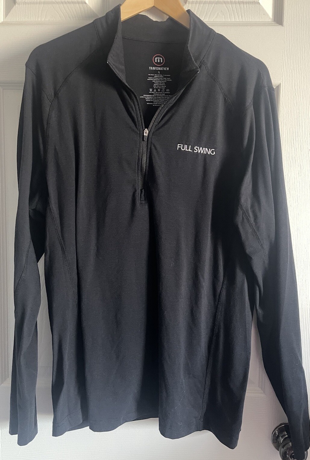 Travis Mathew L 1/4 Zip Pullover Black Mock Neck Long Sleeve Stretch Full Swing gallery