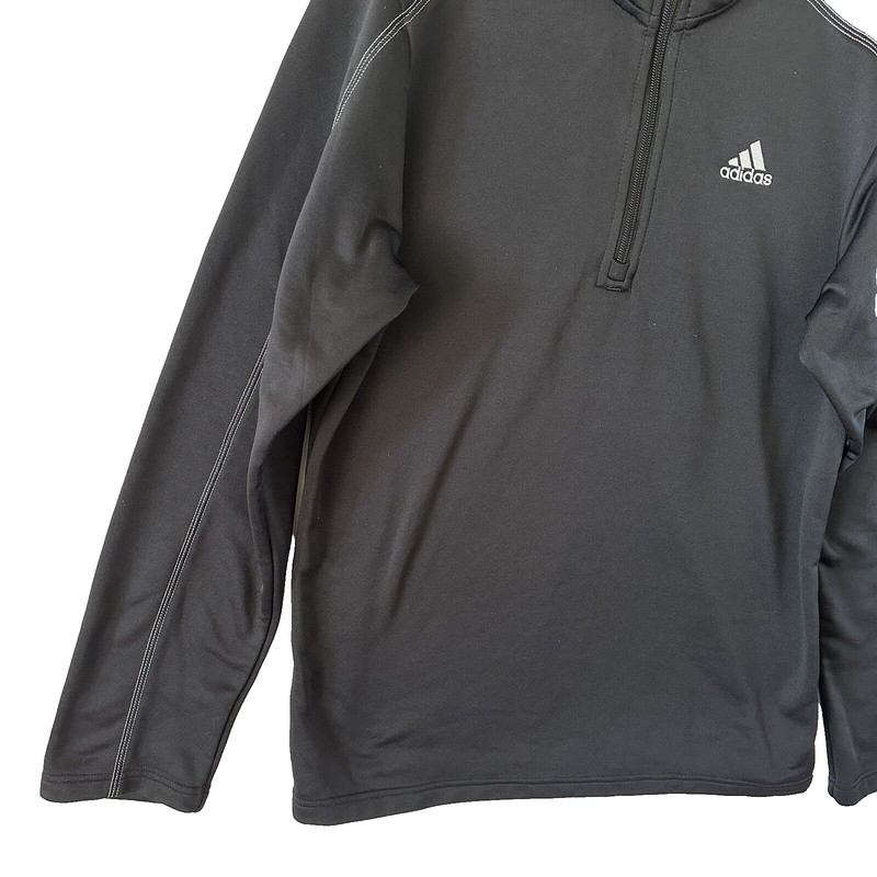 Adidas Sweatshirt Mens Sz S Black 1/4 Zip Side Pocket High Mock Neck Activewear gallery