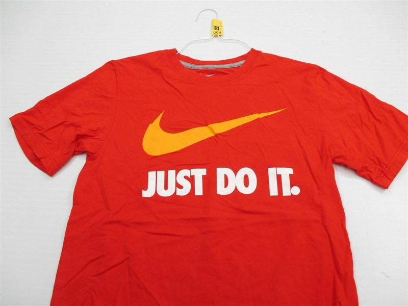 NIKE Men's Size S Athletic 100% Cotton JUST DO IT Short Sleeve Red Shirt gallery