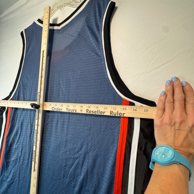 WuHou Basketball Jersey Turn Up Graphic Mens XXXL Blue Mesh Sleeveless Shirt gallery