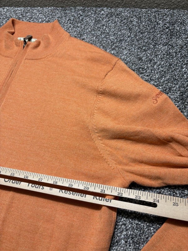 Donald Ross 1/4 Zip Pullover Mens Large Orange 100% Merino Wool Sand Creek gallery